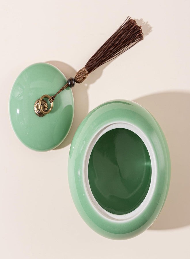 SILINE Longquan Celadon Loose Tea Storage Jar, 20 oz/600ml Green Porcelain Airtight Container -Di Kiln,Classic Cyan - Image 5